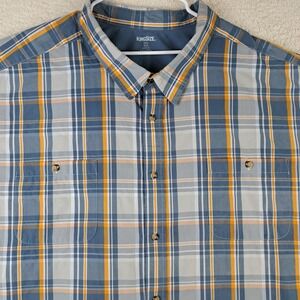 King Size Shirt Mens Size 6XL Blue Plaid Button Up Short Sleeve